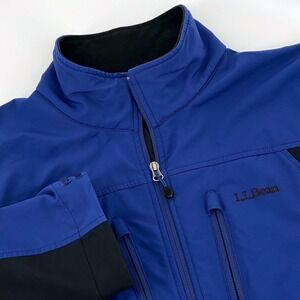 LL Bean Mens XL Blue Black Full Zip Softshell Jacket Outerwear #270683 Hiking